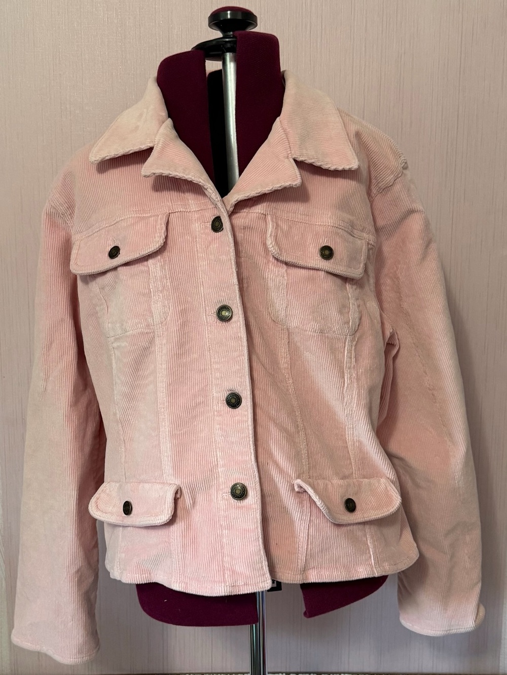Chadwick's Pink Corduroy Jacket 14P Pastel Shacket Coquette Coastal Cotton